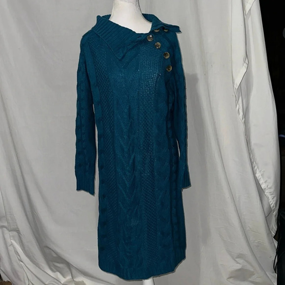 Sabrina Lauren Dresses & Skirts - NWT teal (Moroccan blue) Sabrina Lauren sweater dress size 1x